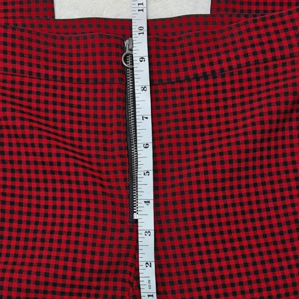 GARAGE Womens Pants Red Gingham Plaid Zip Front High Waist Leggings‎ Size Small - Picture 3 of 4